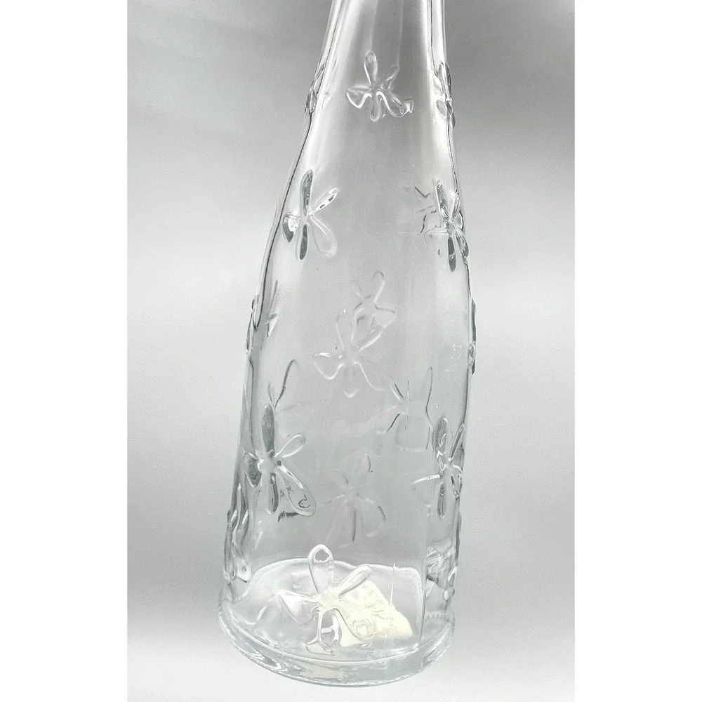 Vintage‎ IKEA Emma Dafnäs Embossed Glass Daisy Bottle Vase Clear Floral Flowers